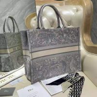 Dior Women Dior Book Tote Gray Toile De Jouy Reverse Embroidery