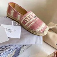 Dior Women Dior Granville Espadrille Dark Nude D-Stripes Embroidered Cotton