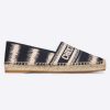 Dior Women Dior Granville Espadrille Deep Blue D-Stripes Embroidered Cotton