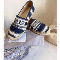 Dior Women Dior Granville Espadrille Deep Blue D-Stripes Embroidered Cotton