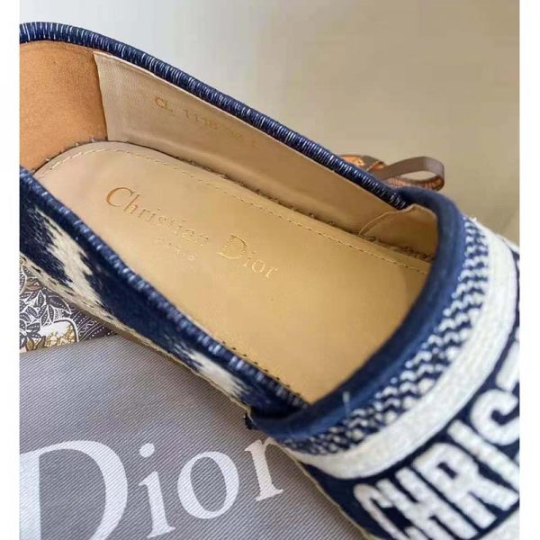 Dior Women Dior Granville Espadrille Deep Blue D-Stripes Embroidered Cotton (6)