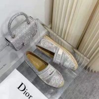 Dior Women Dior Granville Espadrille Gray Embroidered Cotton Christian Dior