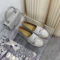 Dior Women Dior Granville Espadrille Gray Embroidered Cotton Christian Dior