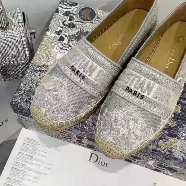 Dior Women Dior Granville Espadrille Gray Embroidered Cotton Christian Dior (6)