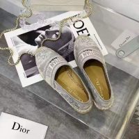 Dior Women Dior Granville Espadrille Gray Embroidered Cotton Christian Dior