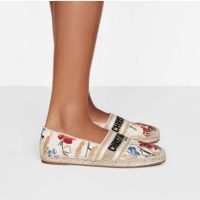 Dior Women Dior Granville Espadrille Multicolor Cotton with Dior Hibiscus Embroidery