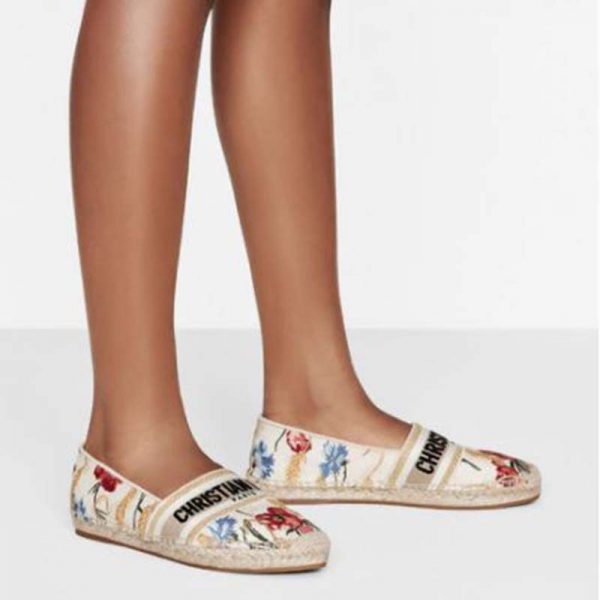 Dior Women Dior Granville Espadrille Multicolor Cotton with Dior Hibiscus Embroidery (2)