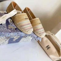 Dior Women Dior Granville Espadrille Multicolor Dior Or Metallic Thread Embroidered Cotton