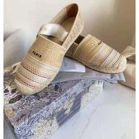 Dior Women Dior Granville Espadrille Multicolor Dior Or Metallic Thread Embroidered Cotton