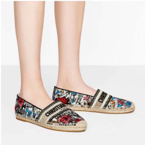 Dior Women Dior Granville Espadrille Multicolor Mille Fleurs Embroidered Cotton (1)