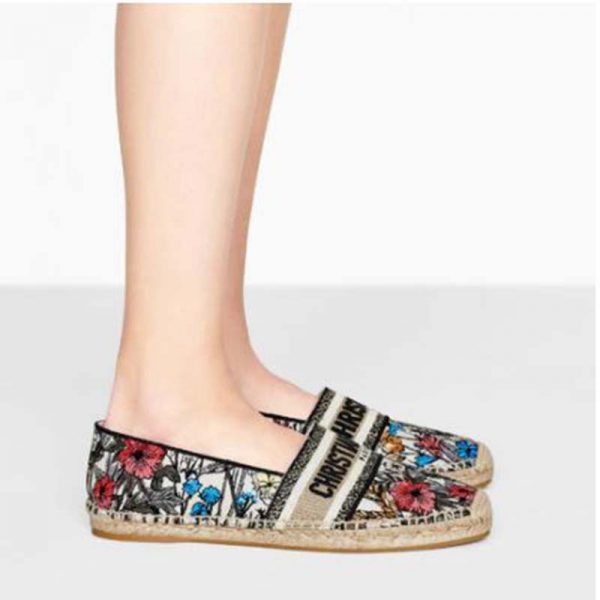 Dior Women Dior Granville Espadrille Multicolor Mille Fleurs Embroidered Cotton (5)