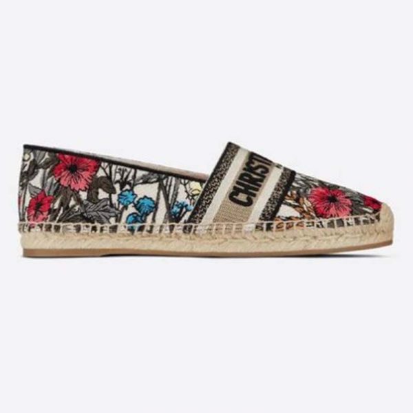 Dior Women Dior Granville Espadrille Multicolor Mille Fleurs Embroidered Cotton