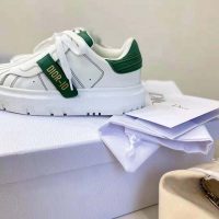 Dior Women Dior-ID Sneaker White and Green Calfskin and Rubber (1)