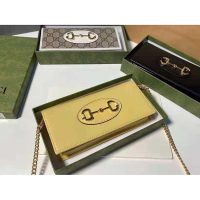 Gucci GG Women Horsebit 1955 Wallet with Chain Beige Leather Horsebit