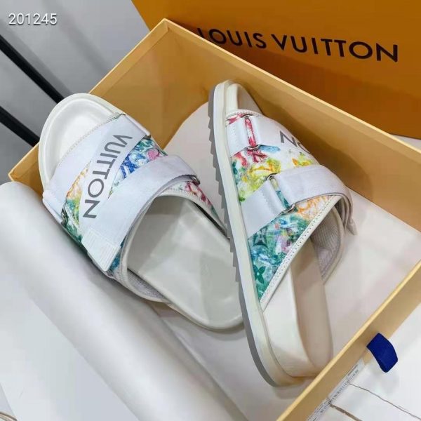 Louis Vuitton LV Unisex Honolulu Mule White Pastel Monogram Textile (3)