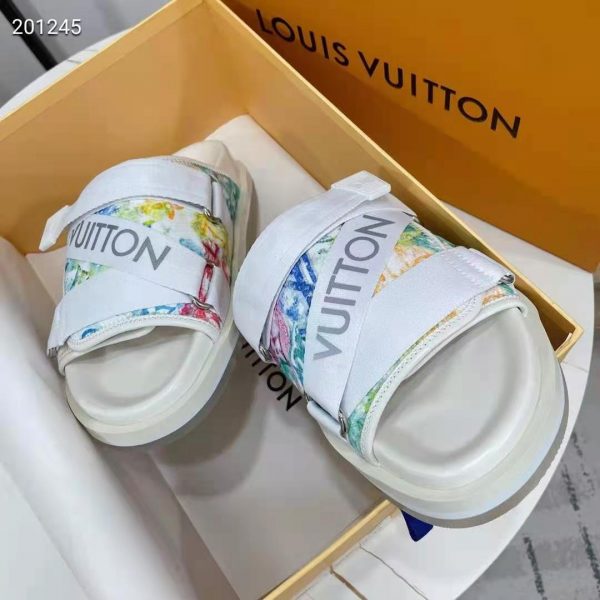 Louis Vuitton LV Unisex Honolulu Mule White Pastel Monogram Textile (4)