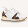 Louis Vuitton LV Women Run Away Sneaker White Calf Leather Patent Monogram Canvas