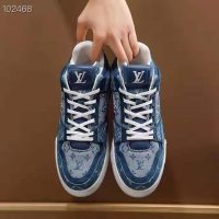 Louis Vuitton Unisex LV Trainer Sneaker Blue Monogram Denim Flowers Rubber LV Initials