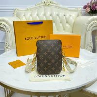 Louis Vuitton Unisex Utility Phone Sleeve in Monogram Canvas Natural Cowhide Leather