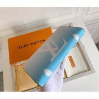 Louis Vuitton Unisex Zippy Wallet Blue Monogram Coated Canvas Cowhide Leather