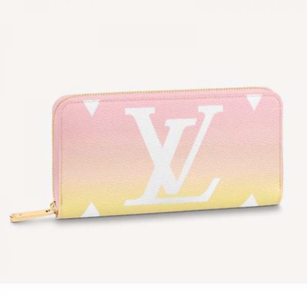 Louis Vuitton Unisex Zippy Wallet Pink Monogram Coated Canvas Cowhide Leather