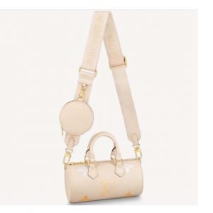 Louis Vuitton Women Papillon BB Carryall Bag Bouton Cream Saffron Embossed Grained Cowhide Leather