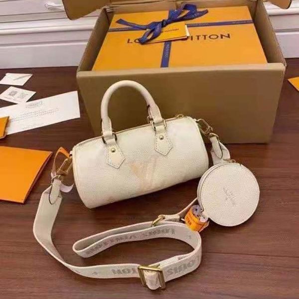 Louis Vuitton Women Papillon BB Carryall Bag Bouton Cream Saffron Embossed Grained Cowhide Leather (10)