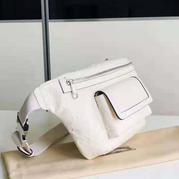 Gucci GG Unisex Black Embossed Belt Bag Tonal Leather (7)