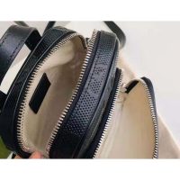 Gucci GG Unisex Embossed Mini Bag Black Leather Cotton Linen