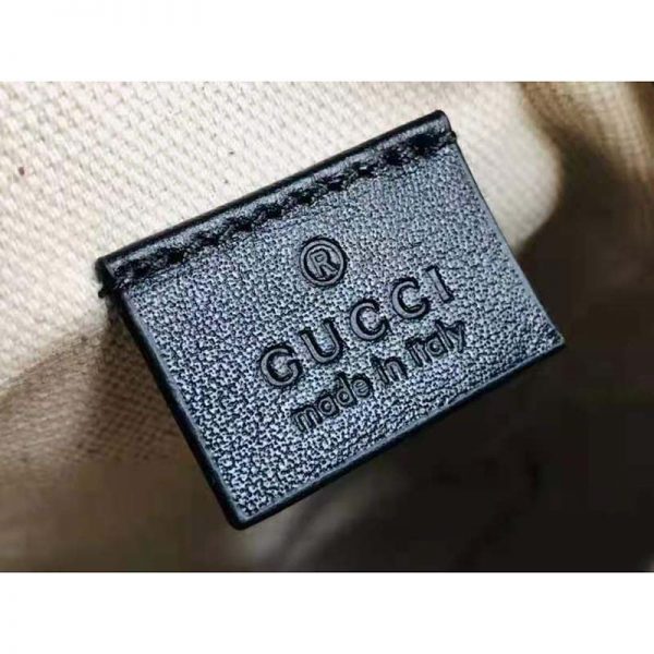 Gucci GG Unisex Embossed Mini Bag Black Leather Cotton Linen (9)