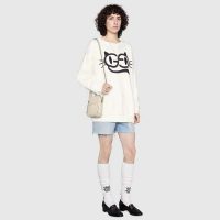 Gucci GG Unisex Embossed Mini Bag White Leather Cotton Linen (10)