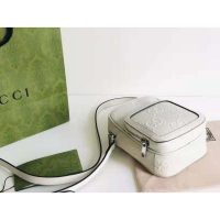 Gucci GG Unisex Embossed Mini Bag White Leather Cotton Linen (10)