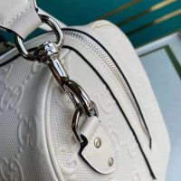 Gucci GG Unisex GG Embossed Duffle Bag White GG Embossed Leather