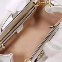 Gucci GG Unisex Jackie 1961 Medium Tote Bag White Leather Gold Toned Hardware