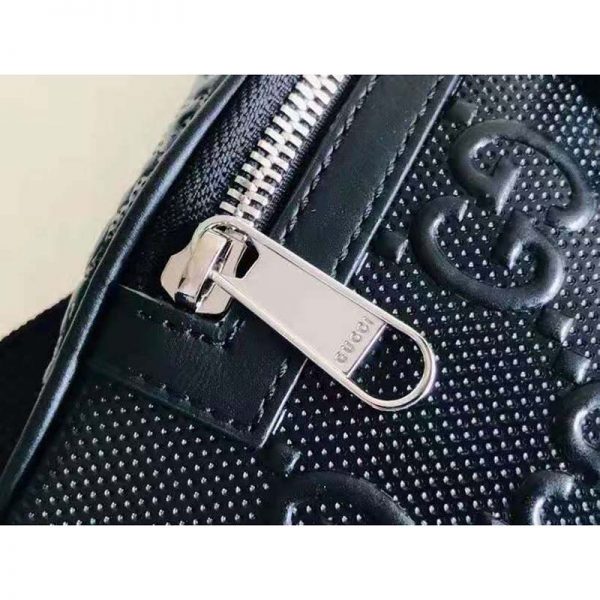 Gucci GG Unisex White Embossed Belt Bag Tonal Leather (8)