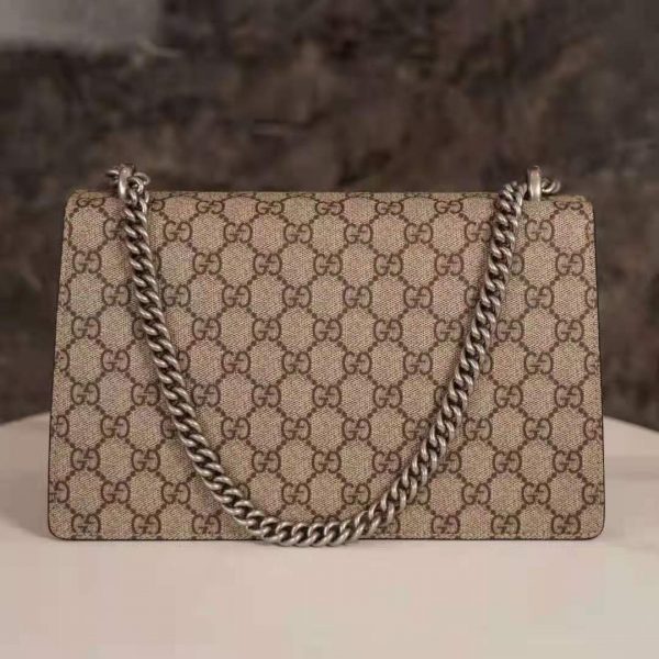 Gucci GG Women Dionysus GG Small Shoulder Bag Beige Ebony GG Supreme Canvas Brown Suede (11)