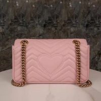 Gucci GG Women GG Marmont Small Pink Matelassé Shoulder Bag Double G