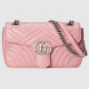 Gucci GG Women GG Marmont Small Pink Matelassé Shoulder Bag Double G