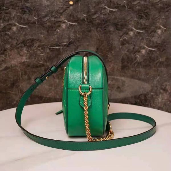 Gucci GG Women GG Marmont Small Shoulder Bag Bright Green Diagonal Matelassé (2)
