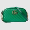 Gucci GG Women GG Marmont Small Shoulder Bag Bright Green Diagonal Matelassé