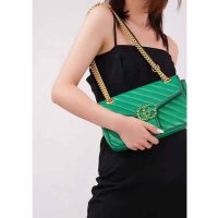 Gucci GG Women GG Marmont Small Shoulder Bag Bright Green Diagonal Matelassé Leather