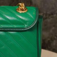 Gucci GG Women GG Marmont Small Shoulder Bag Bright Green Diagonal Matelassé Leather