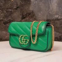 Gucci GG Women GG Marmont Super Mini Bag Bright Green Diagonal Matelassé Leather