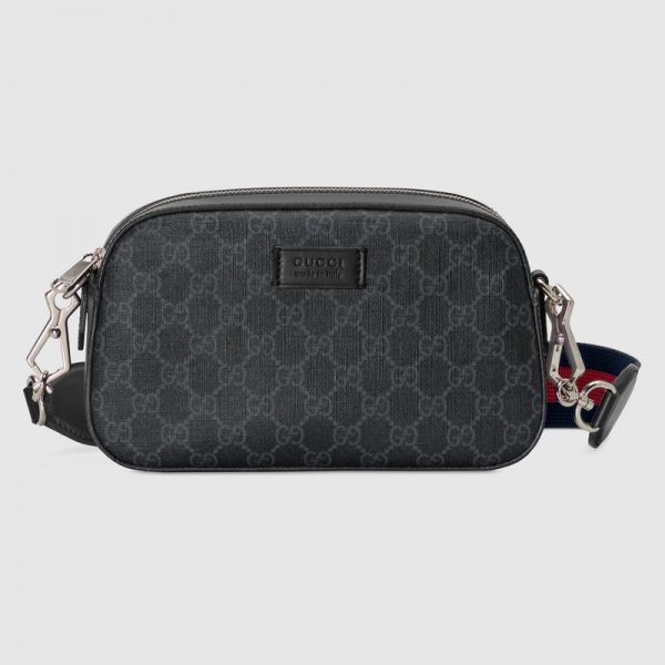 Gucci Unisex GG Black Shoulder Bag Black Grey GG Supreme Canvas