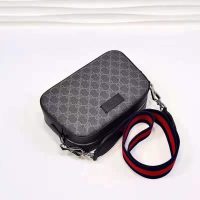 Gucci Unisex GG Black Shoulder Bag Black Grey GG Supreme Canvas