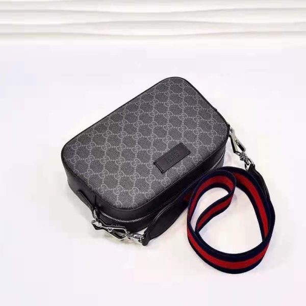 Gucci Unisex GG Black Shoulder Bag Black Grey GG Supreme Canvas (10)