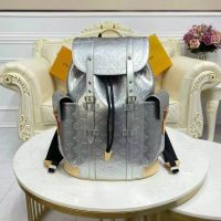 Louis Vuitton LV Unisex Christopher PM Backpack Monogram Mirror Coated Canvas Natural Cowhide