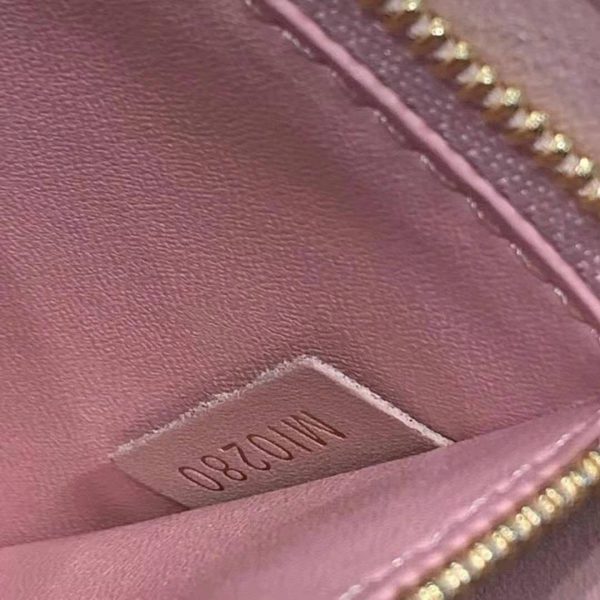 Louis Vuitton LV Unisex Croisette Chain Wallet Rose Ballerine Pink Damier Azur Coated Canvas (16)