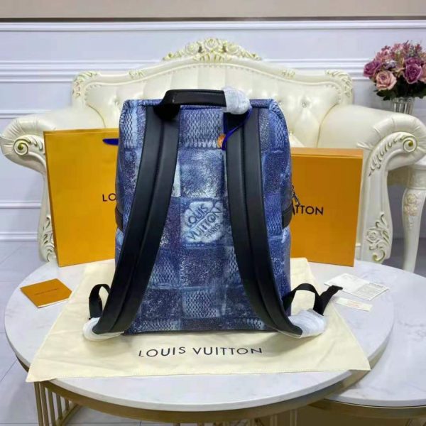 Louis Vuitton LV Unisex Discovery Backpack Ocean Blue Damier Salt Canvas Cowhide Leather (1)