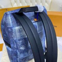 Louis Vuitton LV Unisex Discovery Backpack Ocean Blue Damier Salt Canvas Cowhide Leather